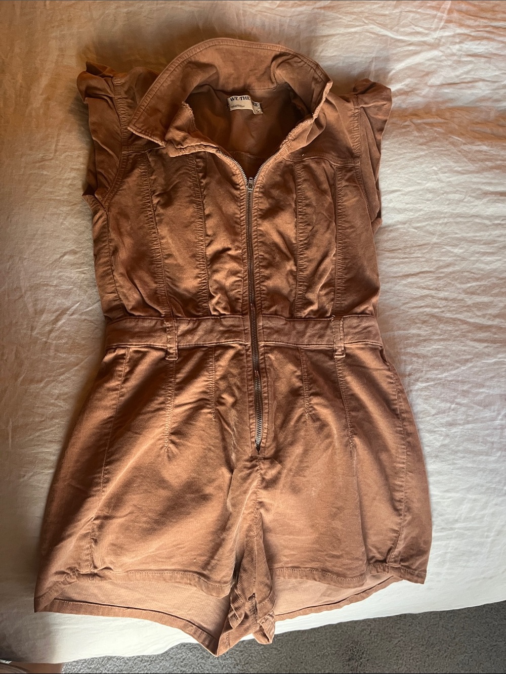 We The Free Rust Brown Short Sleeve Zip-Front Romper